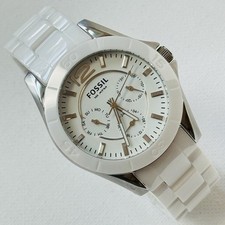 Orologio Fossil Riley Ceramica Bracciale Donna Multifunzione Bianco Argento CE1002