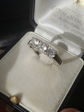 Anello Trilogy unisex argento galvanizzato oro bianco punzoni con 3zirconi...