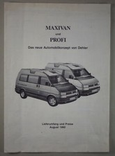 Brochure/opuscolo VW Bus T4 Dehler-Mobile Maxivan e supporto professionale 08/1992
