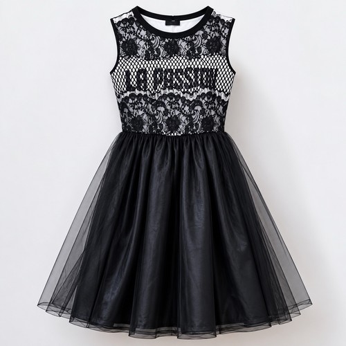 Abito ragazza nero pizzo - da, s