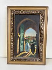 dipinto olio su tavoletta paesaggio metà 900 paesaggio orientale 28x16