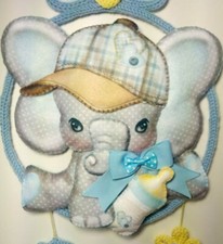 Fiocco nascita bimbo elefante pannolenci regalo nome tricotin fatto a mano 