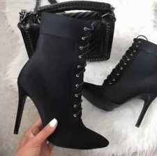 stivali stivaletti stiletto 12 cm nero liscio eleganti pelle sintetica 1598