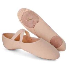 Scarpa per danza classica in tela stretch e suola in cuoio mezze punte 