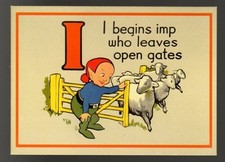 Lettera I Flashcard Baby Nursery/Home Decor, Imp Pecore Agnelli, Vintage 2002 Italia