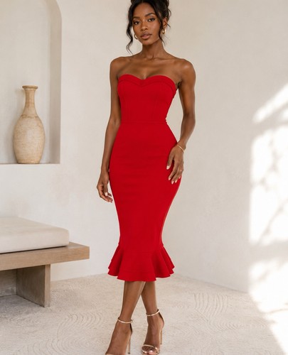 Elegante abito rosso - , senza