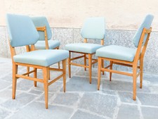 nr. 4 sedie vintage anni 50 legno curvo design scandinavo De Carli sky avio