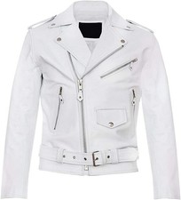 Giacca pelle uomo bianca biker