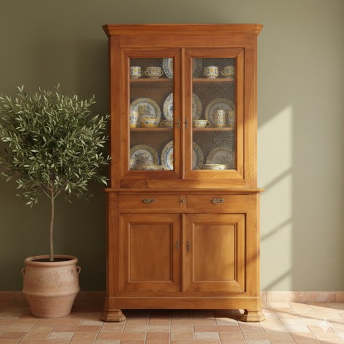 Credenza antica noce - vetro, con