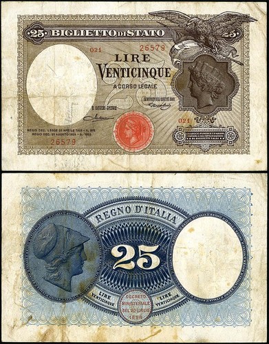 Biglietto stato 25 lire - stato,