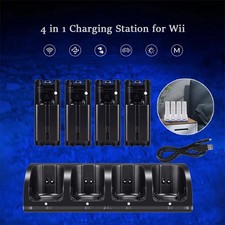 Wii Controller Stazione di Ricarica Quad Batteria Adesitore Adattatore Dock Station per Nintendo