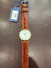 Orologio SEIKO ORO 18KT/Coccodrillo Quartz Nuovo Mai Indossato 34mm