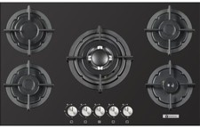 Piano Cottura a Gas 5 fuochi 90 cm Vetro nero Staylux Ghisa Vetroceramica Gas