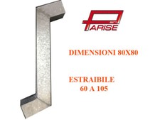 Gomito discendente sagomato pluviale zincato 80x80 allungabile da 0,6 a 1,5