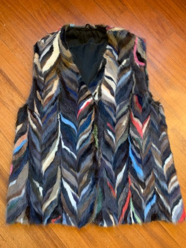 Gilet peliccia striscie - peliccia, visone
