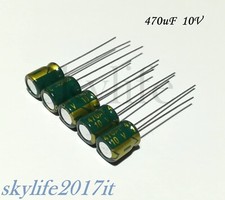 5 pz Condensatori elettrolitici 470uF 10V 105° - 5 pezzi condensatore