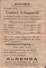 VOLANTINO PUBBLICITARIO " TESSITURA SCHIAPPARELLI " ALBENGA EX POSTA 1930 C6-525