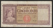 000801 italy 500 lire 1961 - italy,