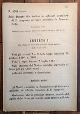 ITALIA 1887 REGIO DECRETO X DESTINAZIONE UFFICIALE CONSOLARE-1 PAGINA-5493