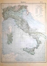 Carta geografica antica ITALIA ante 1° GUERRA MONDIALE 1910 Antique map