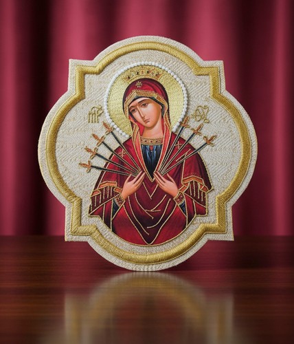 Icona ricamata con fili - fili, d'oro