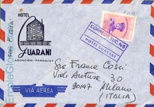 ad6381 - PARAGUAY - Storia Postale - FRANCOBOLLO HOTEL in copertina per ITALIA anni '60