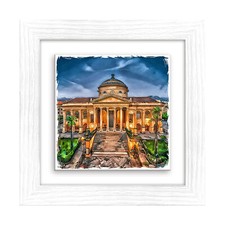 Lupia Quadro Ceramica stampata Cornice bianca 29x29 PALERMO TEATRO MASSIMO