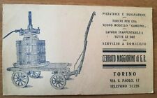 CERRATO MAGGIORINO DI G. B. - TORINO - TORCHI PIGIATRICI PER UVA - BIGLIETTO    