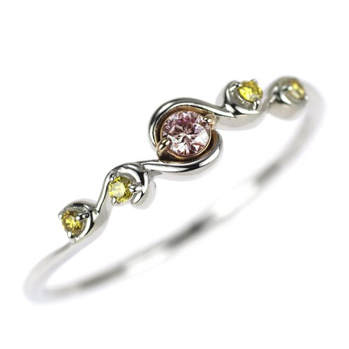 Raro anello con diamanti - , rosa