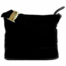 Borsa a tracolla Salvatore Ferragamo Vara nera tela pelle vintage autentica