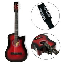 CHITARRA CLASSICA ACUSTICA 4/4 ADULTO 6 CORDE TRADIZIONALE LEGNO ROSSA NERA  