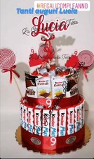 Composizione COMPLETA Torta Con barrette Kinder IDEE IDEA regalo per lei amore