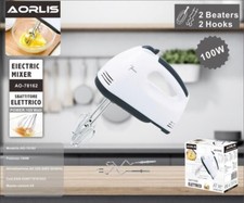 x Sbattitore Elettrico AORLIS AO-78162 100W 2 Fruste 2 Ganci 5 Velocità Impasti