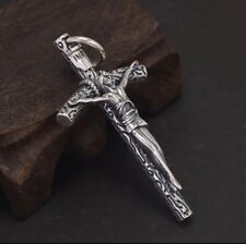 Collana E Ciondolo a Croce Con Gesù Jesuskopf Argento Sterling 925