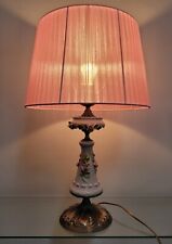 Lampada d'epoca metallo e ceramica paralume lume antico vintage antiquariato