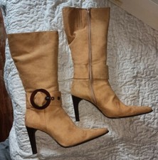 ELEGANTI STIVALI DONNA MIS. 40 ECOPELLE SCAMOSCIATA MADE IN ITALY COME NUOVI