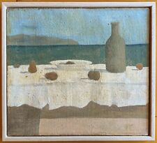 SALVATORE MAGAZZINI olio tela anni '70 "Natura morta e Elba" 45x40 firmato