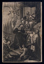 santino incisione 1700 MADONNA DELLA CINTURA E DELLA CONSOLAZIONE
