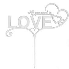 CAKE TOPPER PERSONALIZZATO PER TORTA MATRIMONIO ALL YOU NEED IS LOVE 21 CM 3D