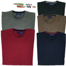 Maglia Maglione Maglioncino Uomo Paricollo Girogola Tinta Unita in lana rasata