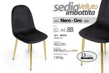 SEDIA VELLUTO METALLO PIEDI