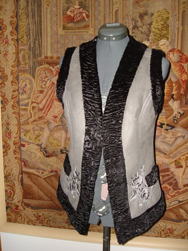Gilet vintage grigio - , pelliccia