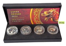 1 Set Argento Lunar Dragon 2024 Fiji - Scatola Originale con Certificato