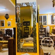 Specchio Minimal Cornice Etnica Mattoncini in Legno