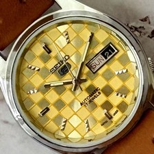 Orologio Seiko 5 Vintage Automatico Revisionato Day Date Giallo Modello Anni 70