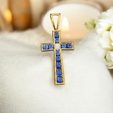 Ciondolo croce unisex zaffiro