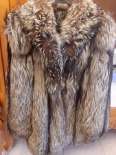 Giaccone in pellicola di volpe grigio/argentata