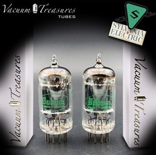 12AX7 ( ECC83 ) NOS SYLVANIA AMPLITREX Matched Pair Long Gray Plate Tubes USA