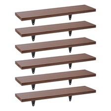 Mensole Ripiani a Muro 6 pezzi Color Legno Noce 43x11,4x1,5cm max 8kg Maclean