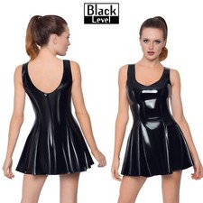 Black Level Vinyl Dress Sexy Vestito Corto Nero in Vinile Senza Maniche da Donna